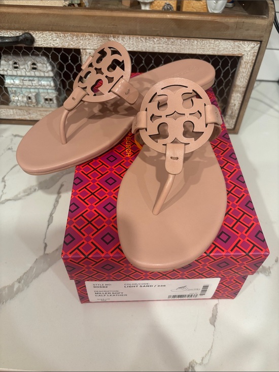 Shoes - Tory Burch Miller Leather Sandals in Light Sand Size 10 NIB